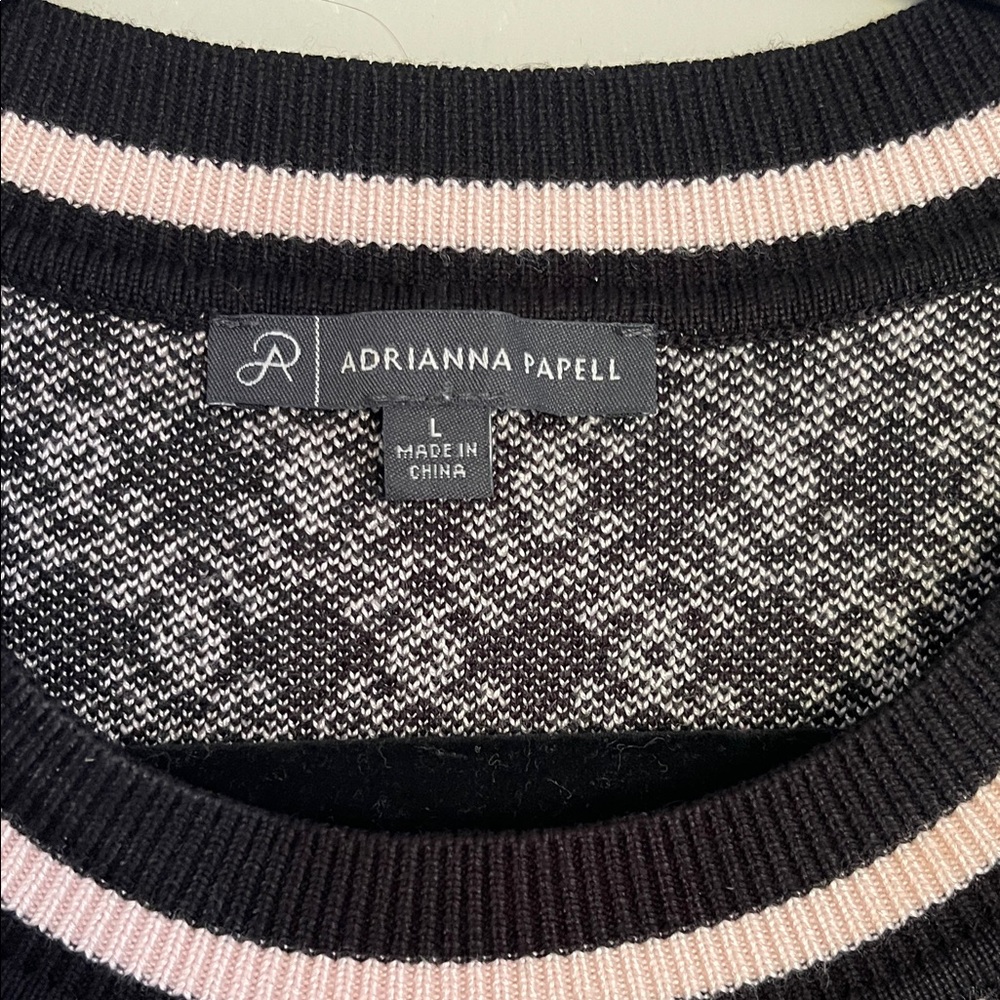 Adrianna Papell Black and Pink Geometric Short Sleeve Top - Picture 2 of 4